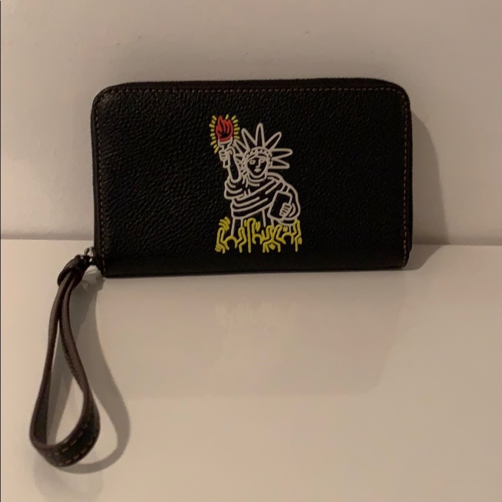 Coach Keith Haring Pebbled Leather phone wallet